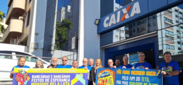 Dia Nacional de Mobilização leva defesa do Saúde Caixa e da Caixa pública às unidades de todo o país dia nacional de luta na caixa