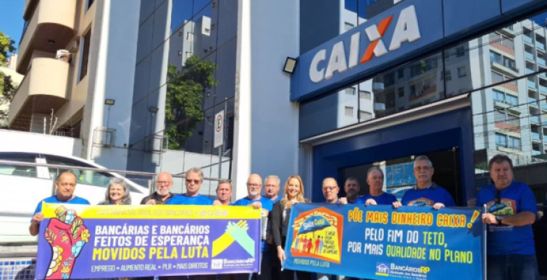 Dia Nacional de Mobilização leva defesa do Saúde Caixa e da Caixa pública às unidades de todo o país dia nacional de luta na caixa